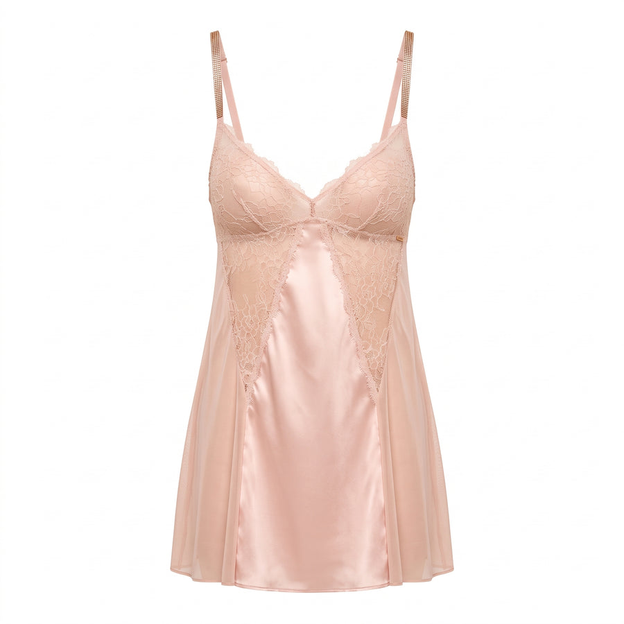 Lace Trim Babydoll with Thongs