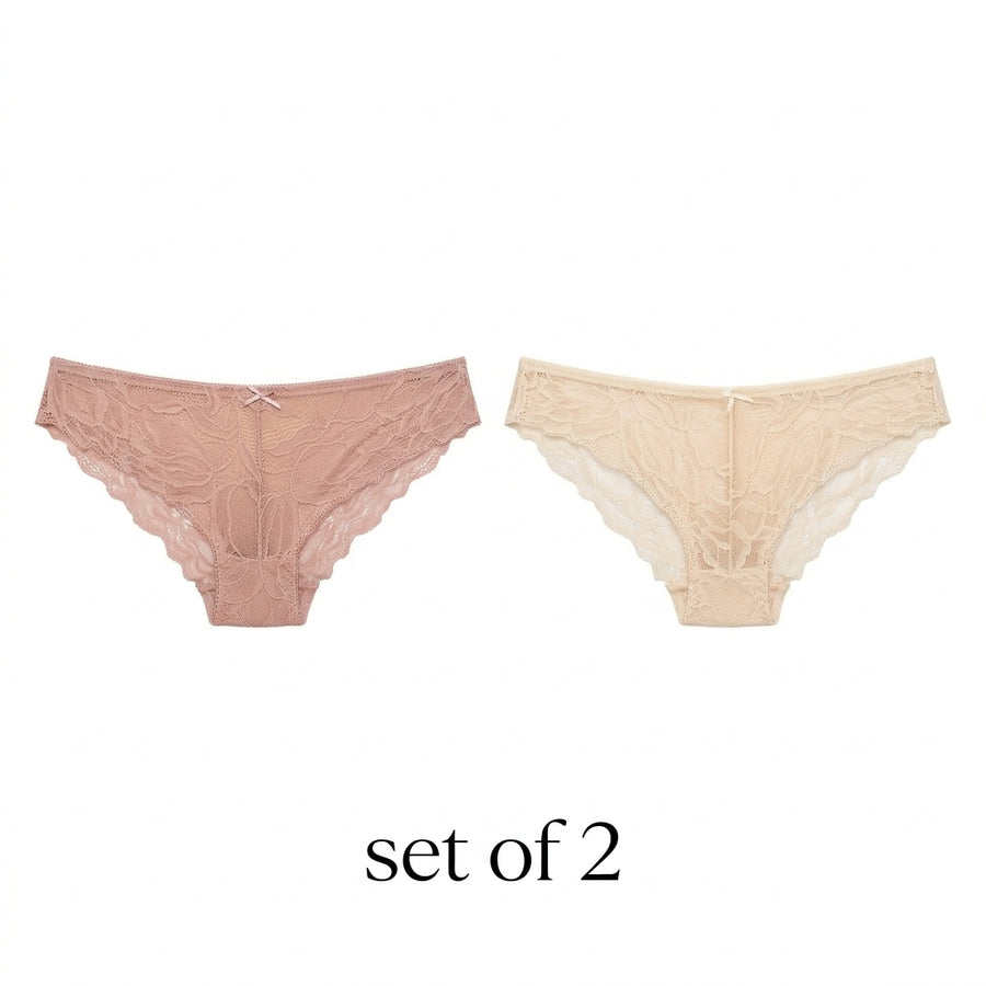 Pack of 2 - Floral Lace Brazilian Briefs