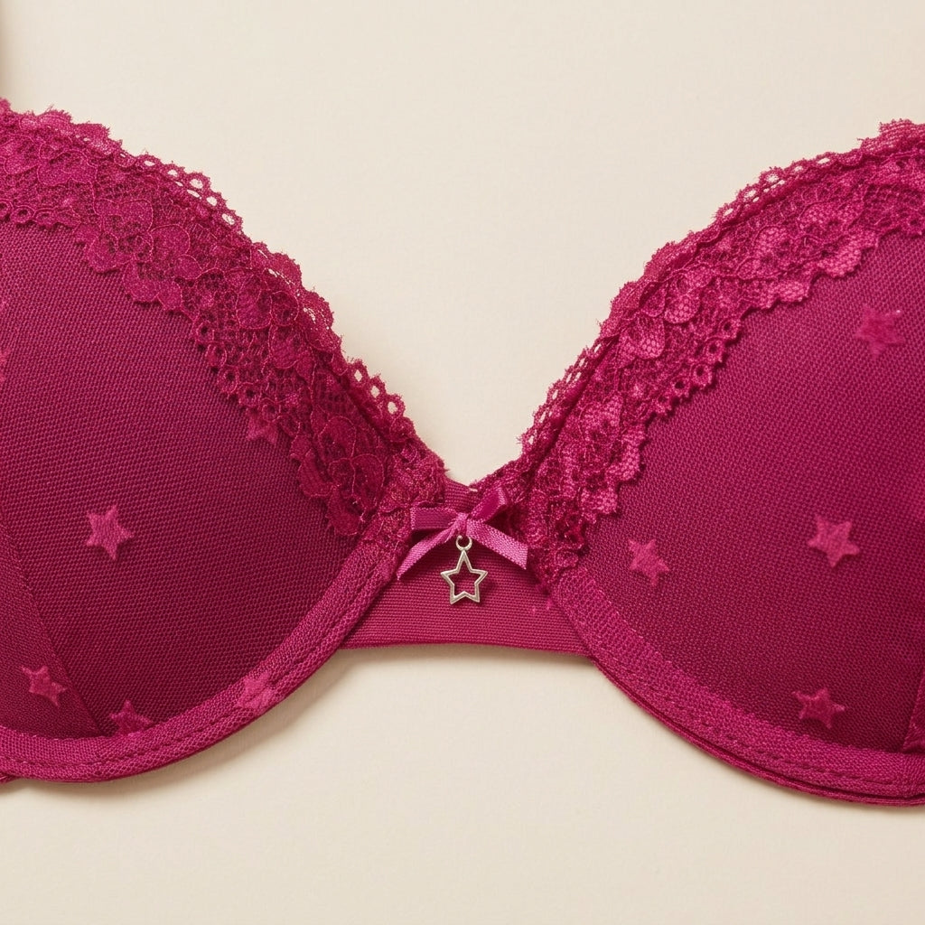 Star Flock Mesh Demi Bra