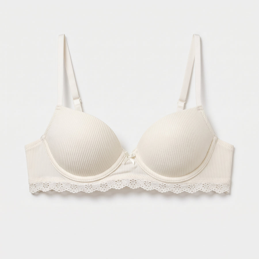 Lace Insert Push-Up Demi Bra