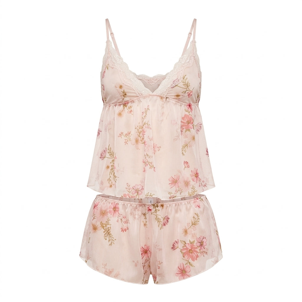 Floral Print 2-Piece Babydoll Set