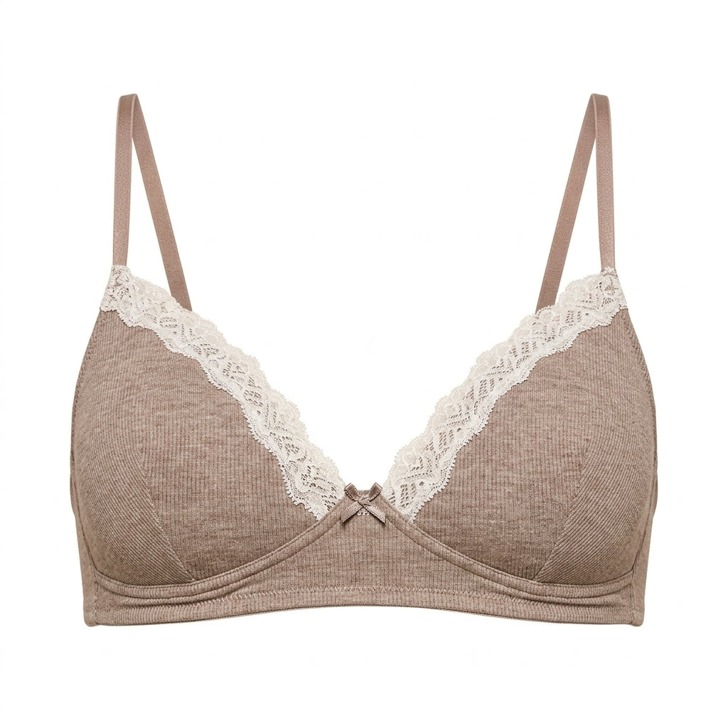 Pack of 2 - Lace Trim Padded Non-Wired A-frame Bra