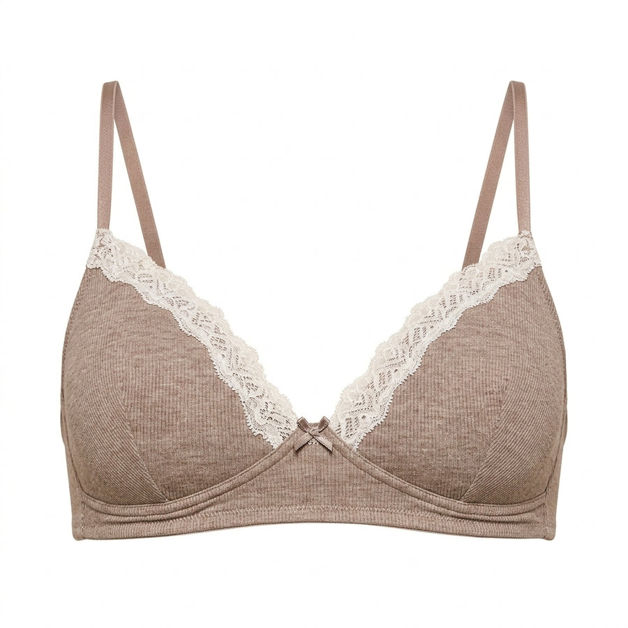 Pack of 2 - Lace Trim Padded Non-Wired A-frame Bra