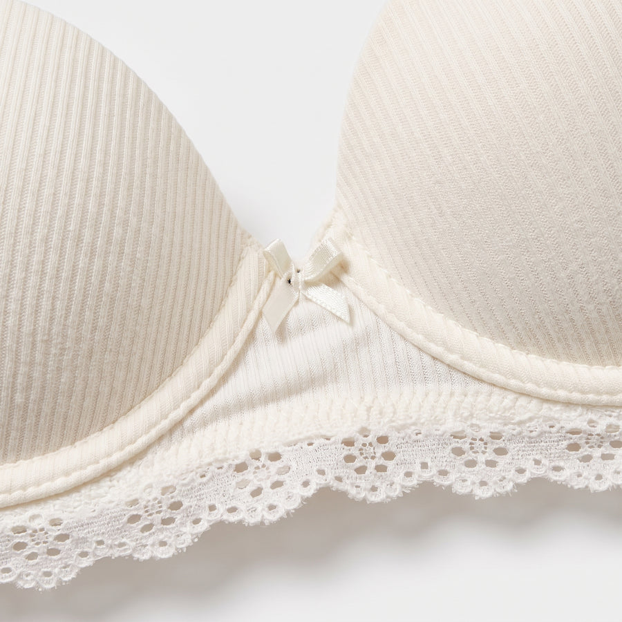 Lace Insert Push-Up Demi Bra