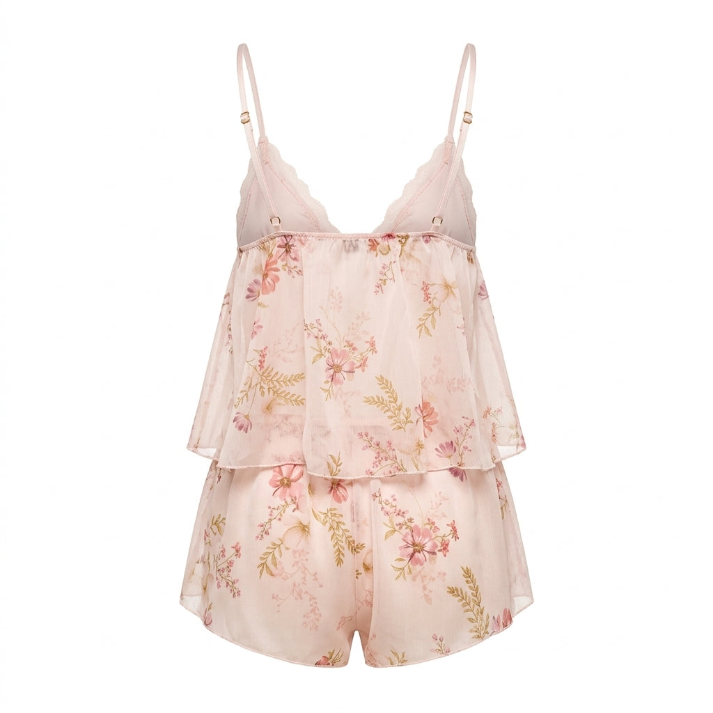 Floral Print 2-Piece Babydoll Set