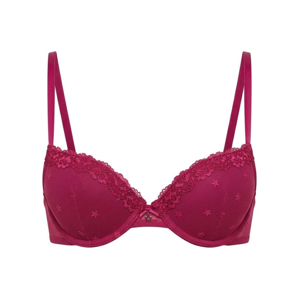 Star Flock Mesh Demi Bra