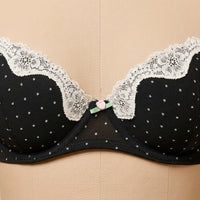 Polka Dot Print Lace Trim Demi Bra