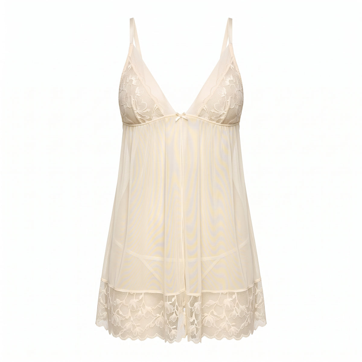 Lace Insert Babydoll with Thongs