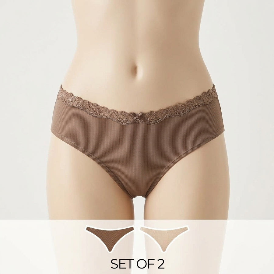 Pack of 2 - Ribbed Brazillian Briefs