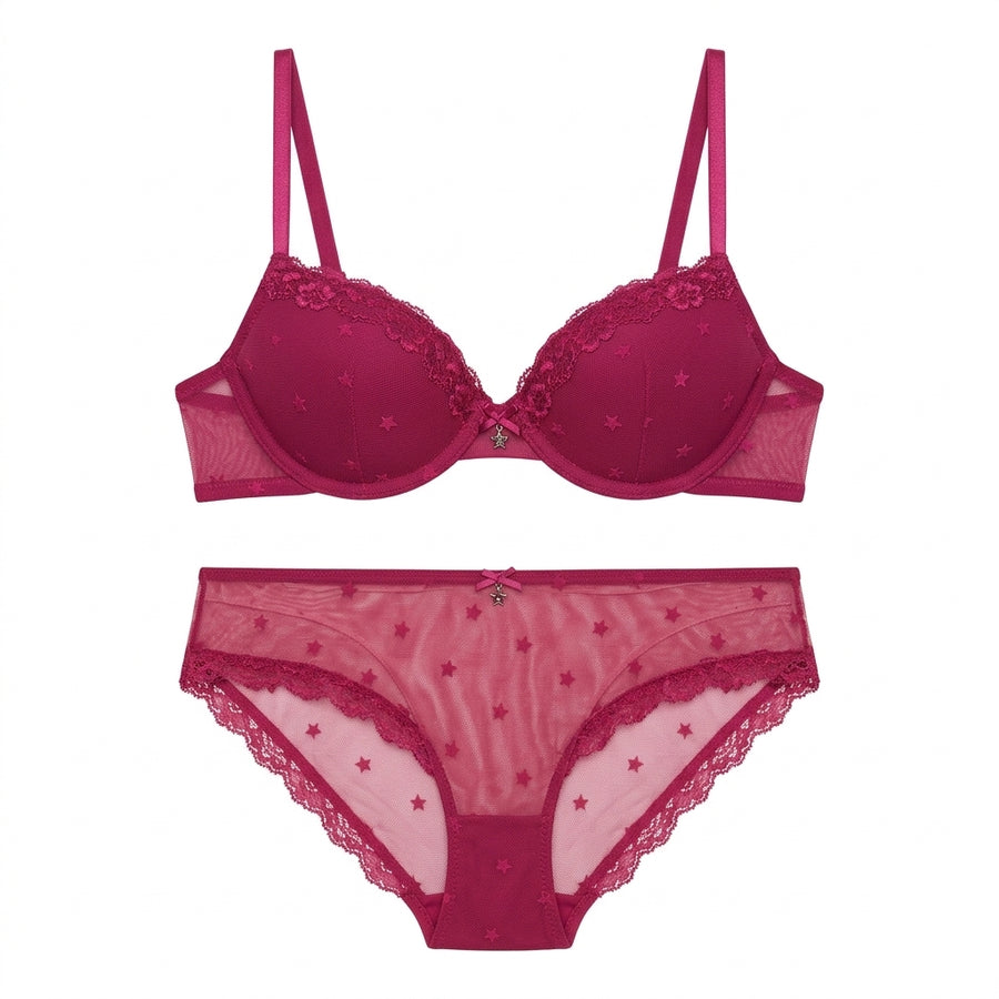 Star Flock Mesh Demi Bra