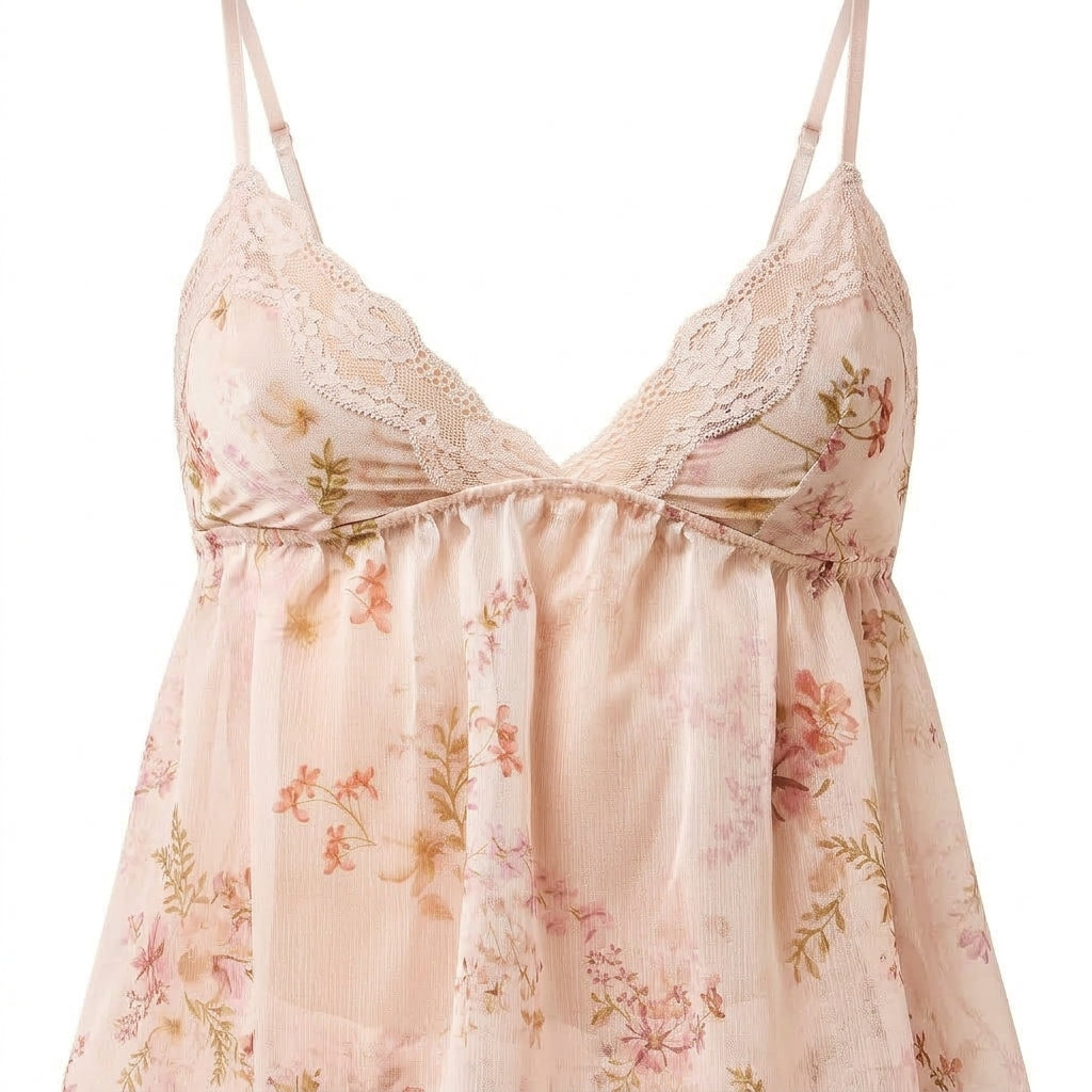 Floral Print 2-Piece Babydoll Set