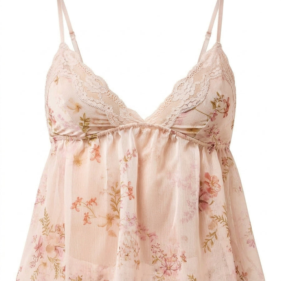 Floral Print 2-Piece Babydoll Set