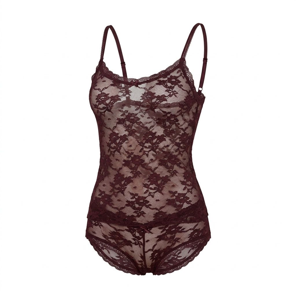Lace Detail Camisole and Briefs Set