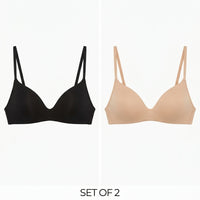 Pack of 2 - Plain Padded Non-Wired A-frame Bra