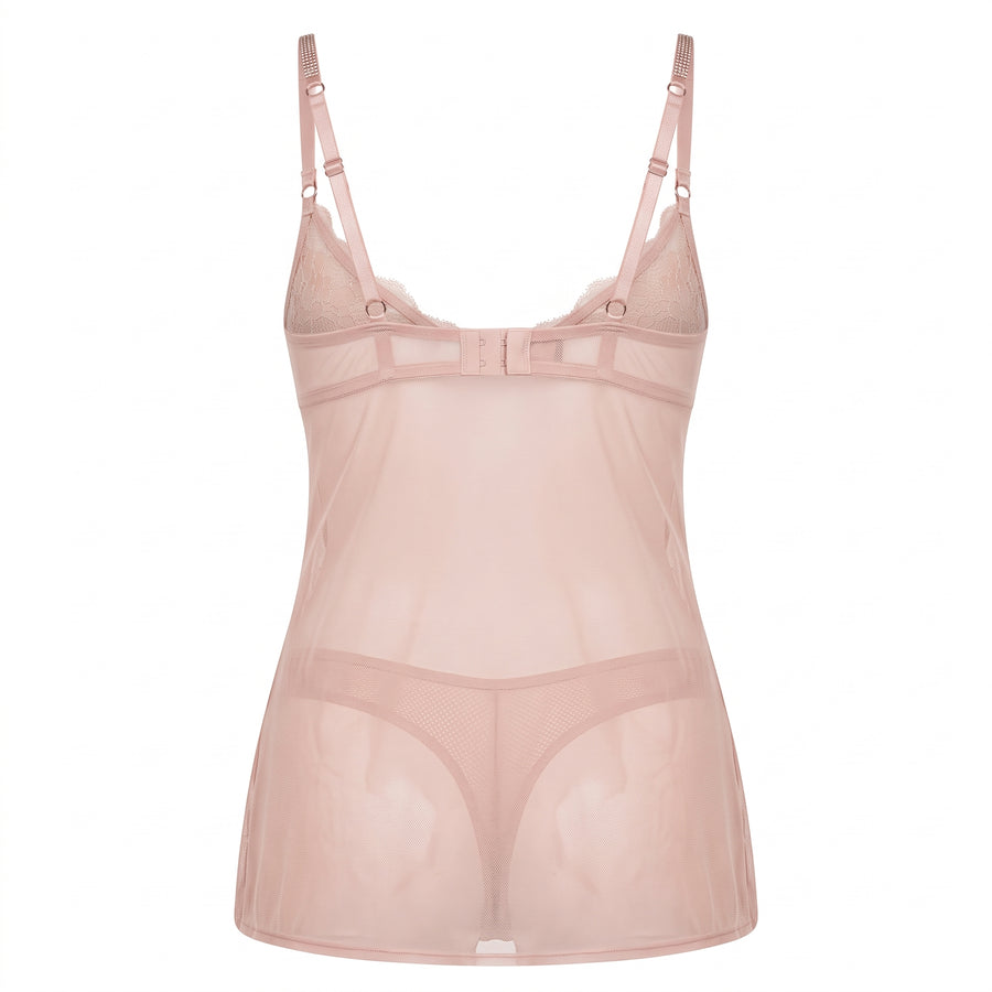 Lace Trim Babydoll with Thongs