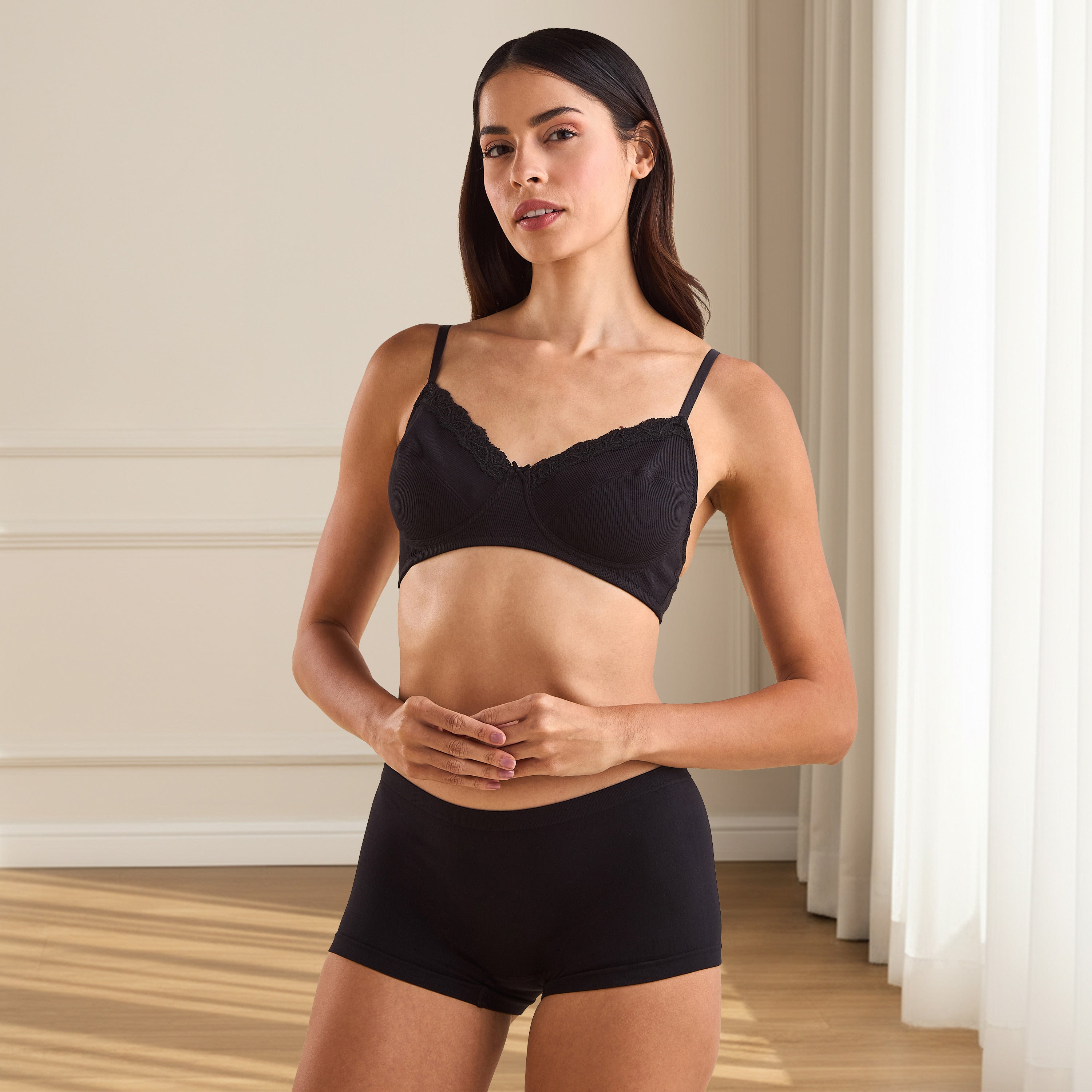 Pack of 2 - Lace Insert Non Padded Bra
