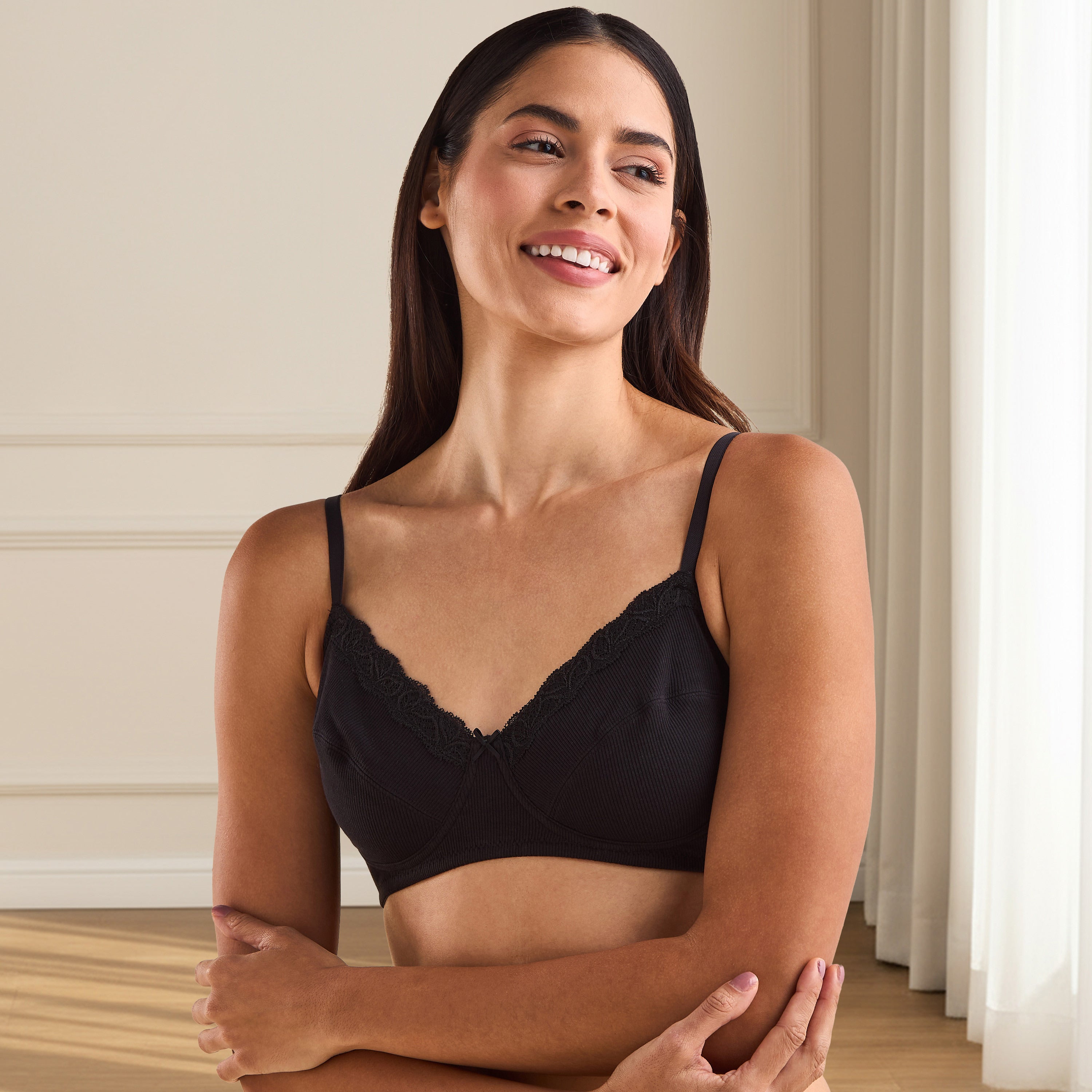 Pack of 2 - Lace Insert Non Padded Bra