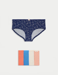 M&S 5pk Cotton Lycra™ Printed Low Rise Shorts