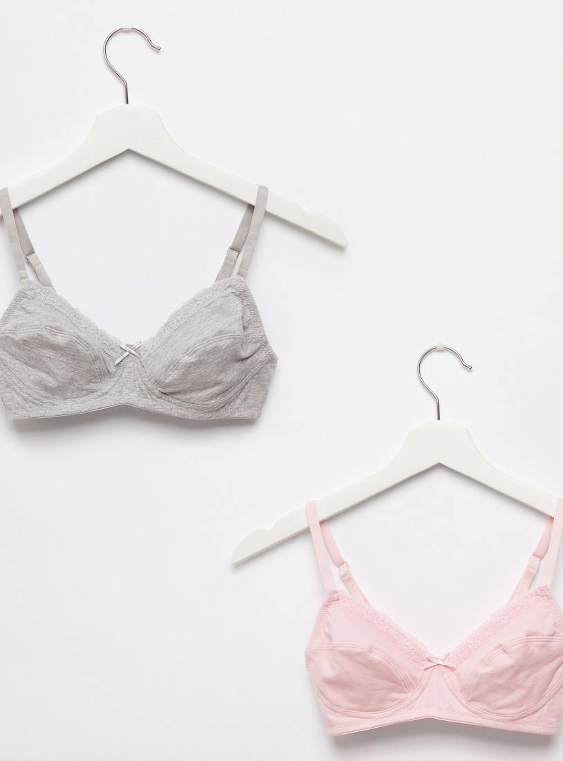 Pack of two-Cotton Lace Detail Bra Set