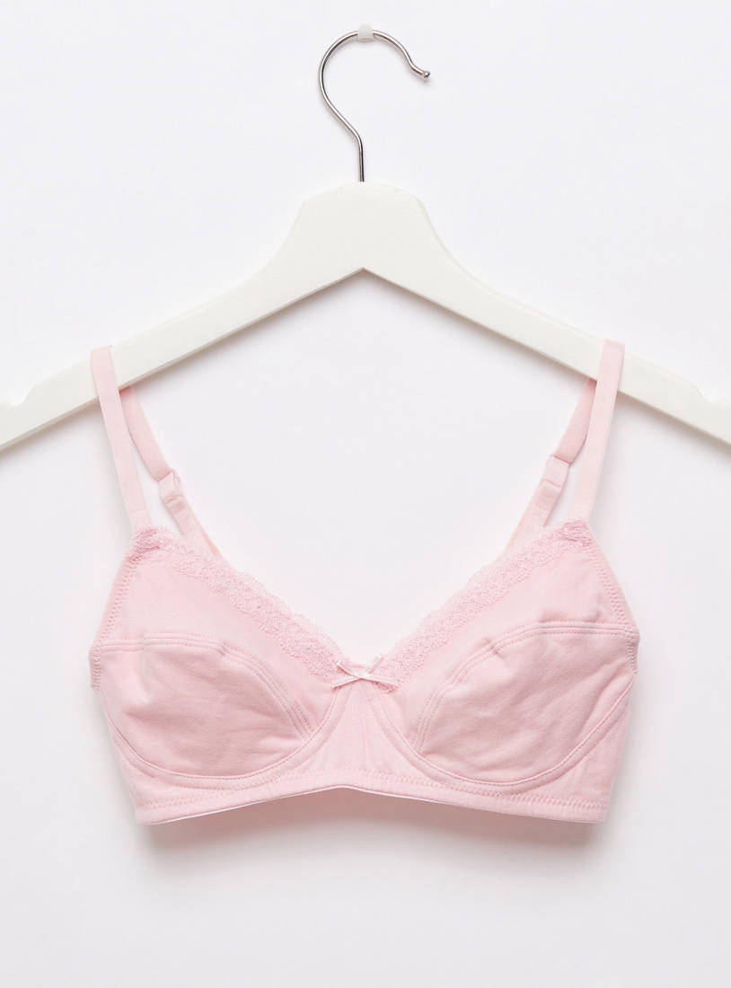 Pack of two-Cotton Lace Detail Bra Set