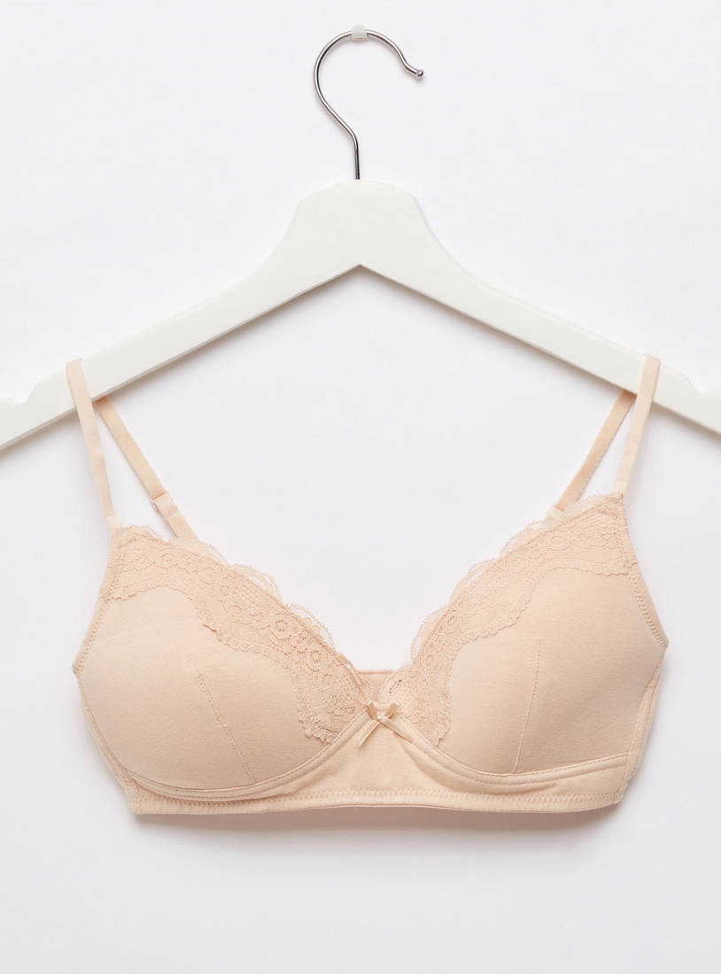 Pack of 2 - Cotton lace Detail A-frame Bra
