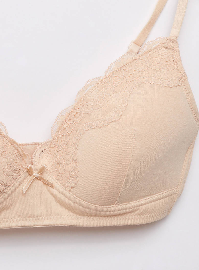 Pack of 2 - Cotton lace Detail A-frame Bra