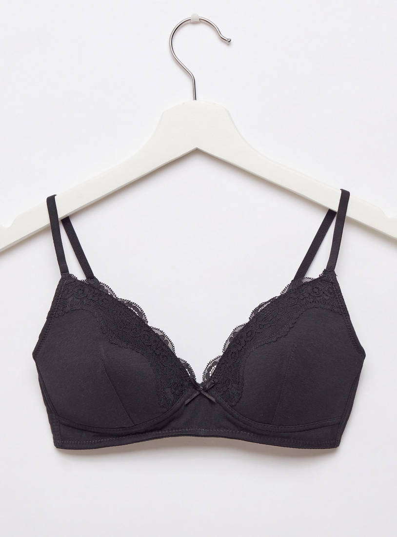 Pack of 2 - Cotton lace Detail A-frame Bra