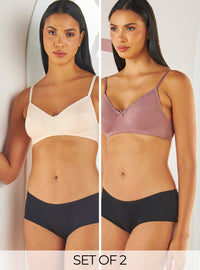 Pack of 2 - Cotton non padded Basic Bra