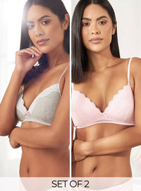 Pack of 2 - Lace Detail A-frame Bra