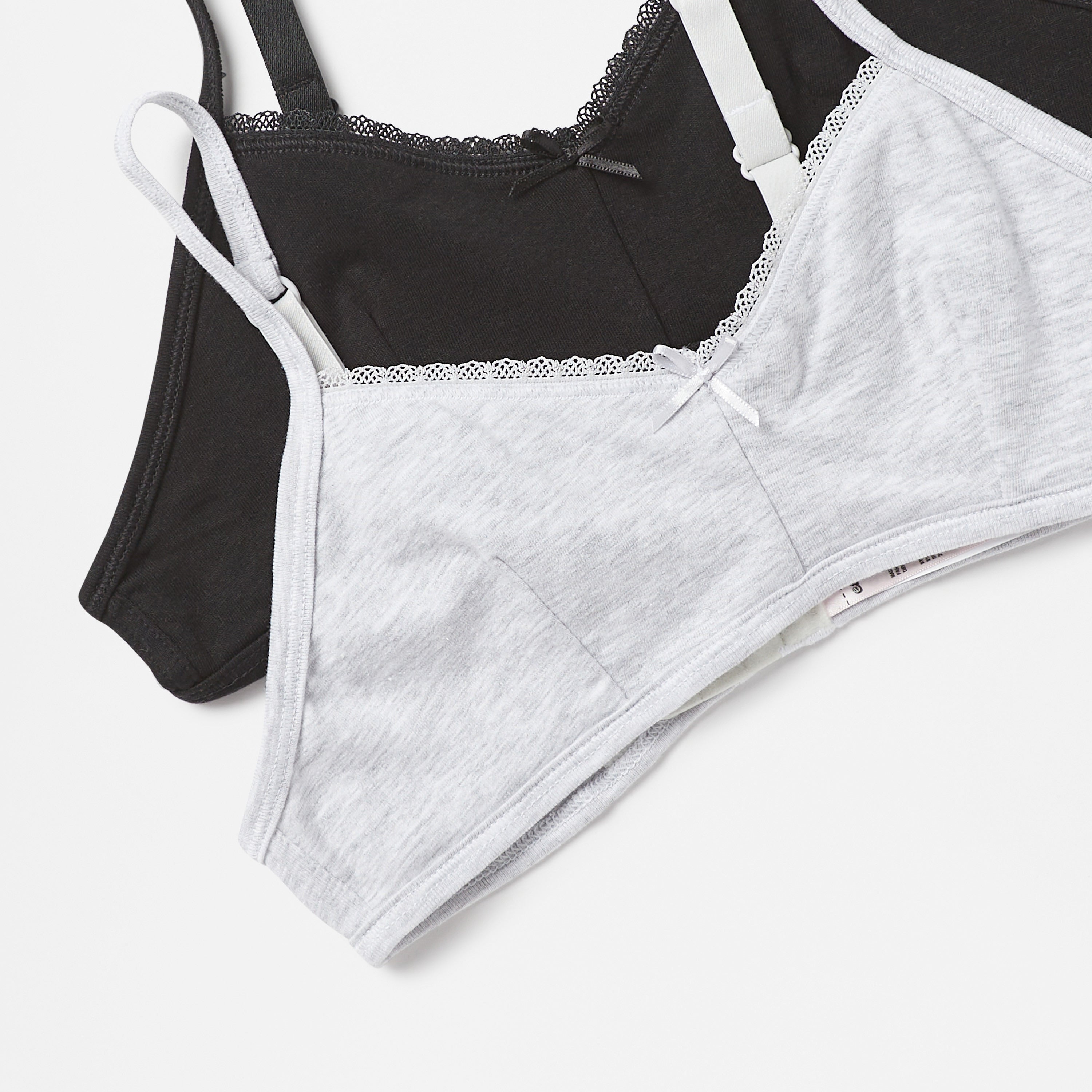 Pack of 2 - Plain Bra with Lace Trim