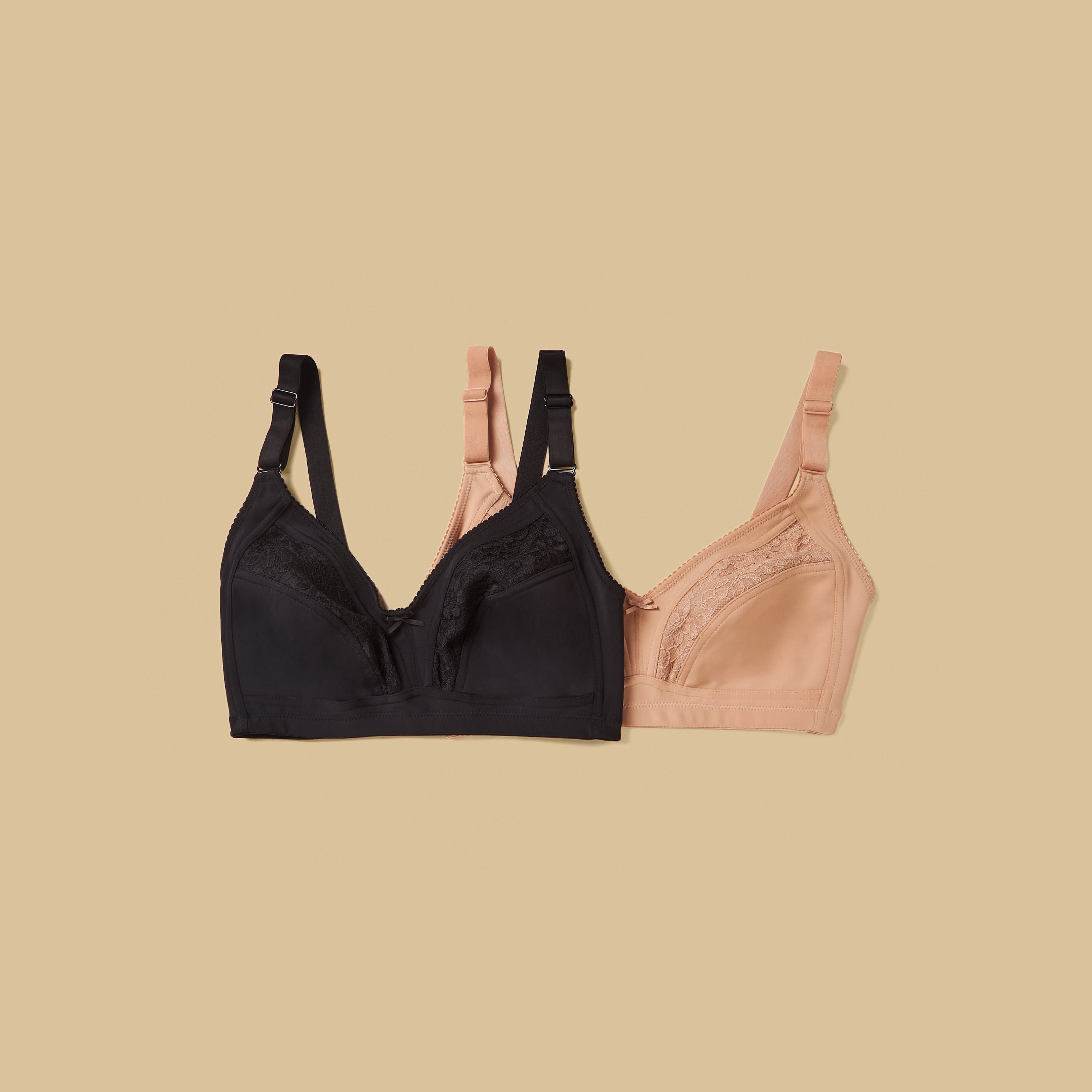 Pack of 2 - Lace Panel Non-Padded Non-Wired Bra