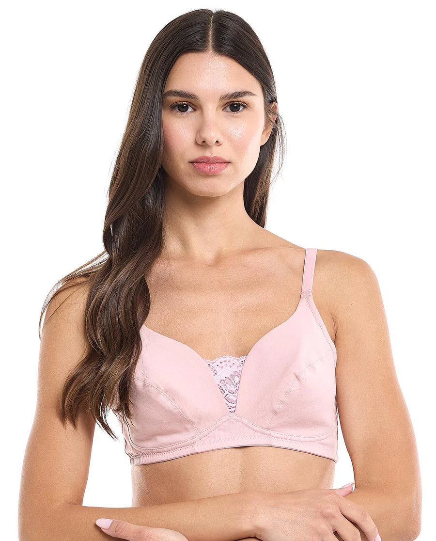 Pure Cotton Lace Trim Non-Padded R&B Bra