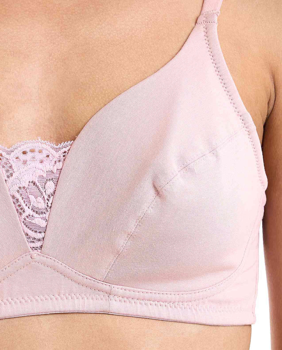 Pure Cotton Lace Trim Non-Padded R&B Bra