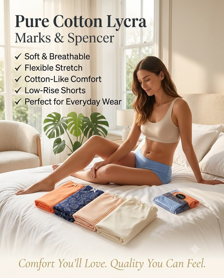 M&S 5-Pack Cotton Lycra™ Printed Low Rise Shorts