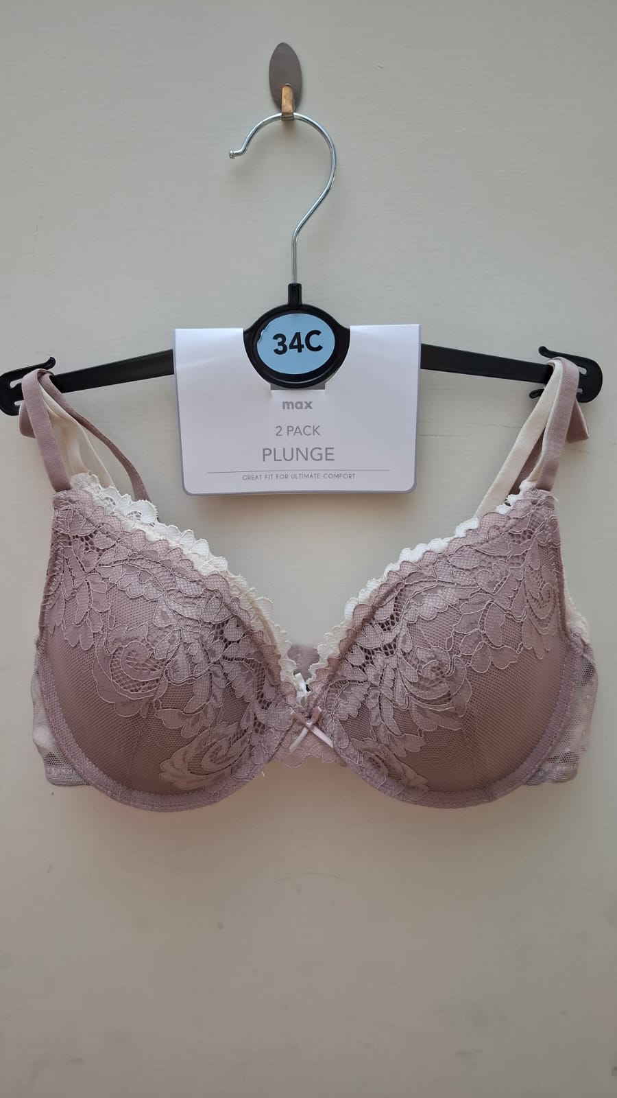 Light pad Textured Plunge Bra (PINK)