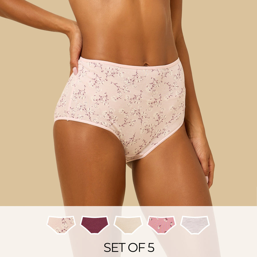 Pack of 5 - Floral Print Full Briefs