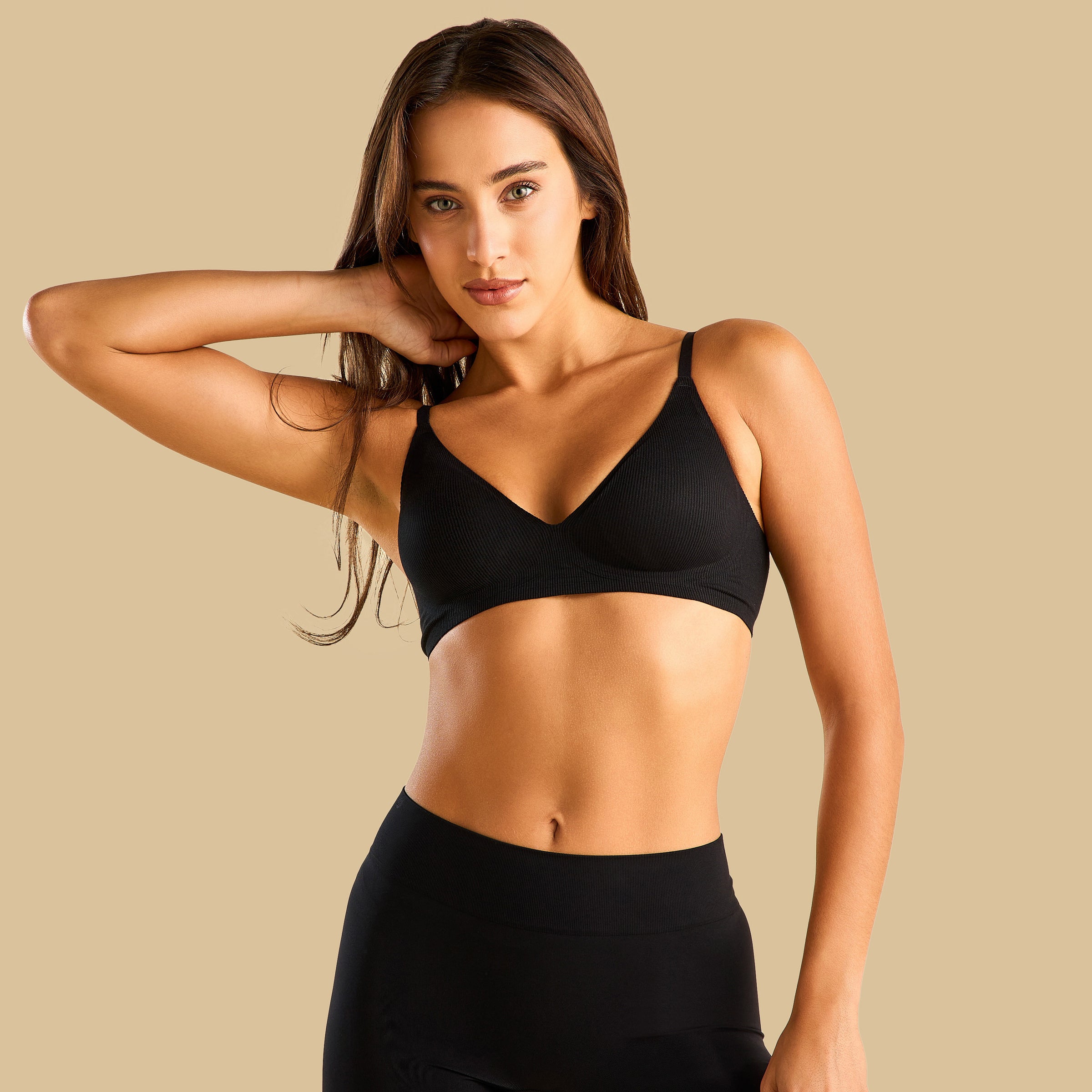Ribbed Padded Non-Wired Bra