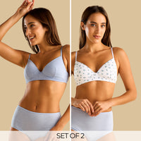 Pack of 2 - Assorted Non-Wired Padded A-frame Bra