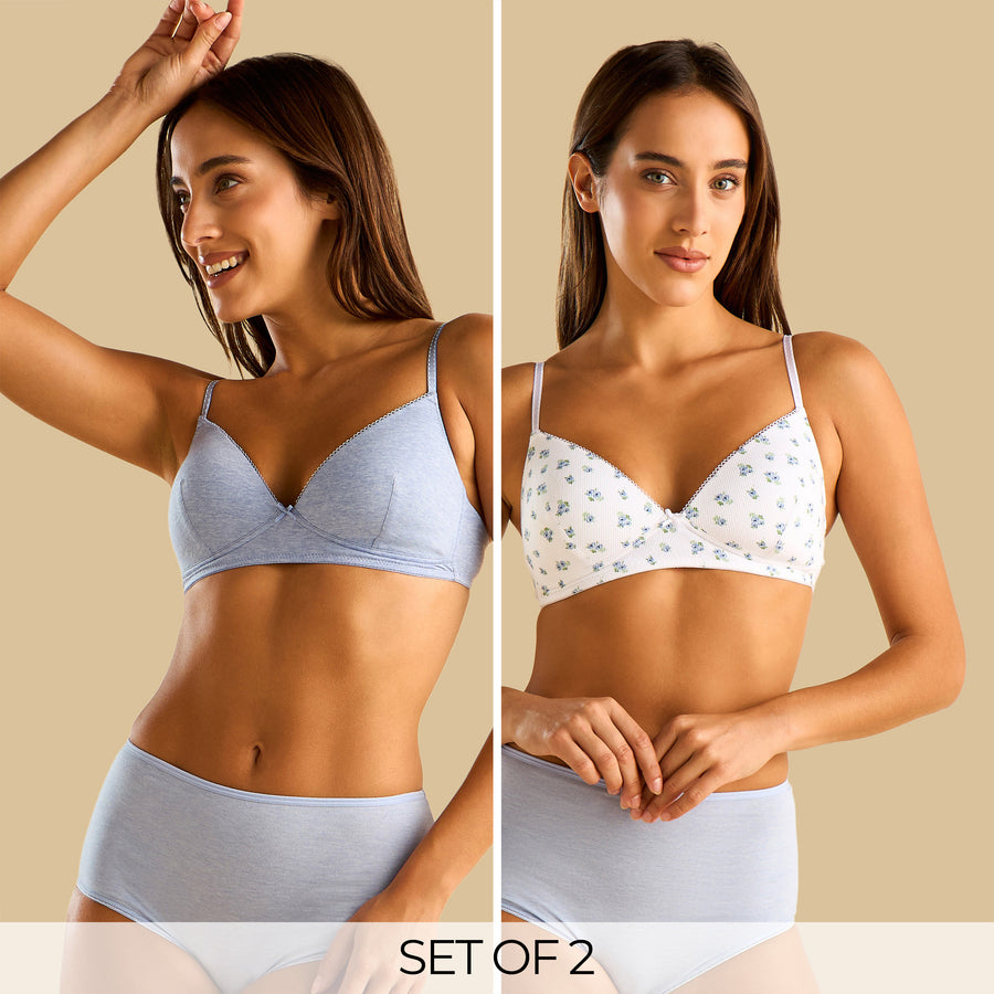 Pack of 2 - Assorted Non-Wired Padded A-frame Bra