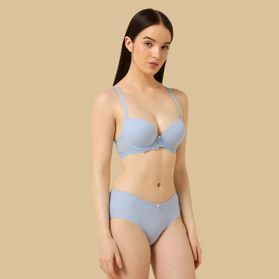 Lace Panel Wired Demi Bra