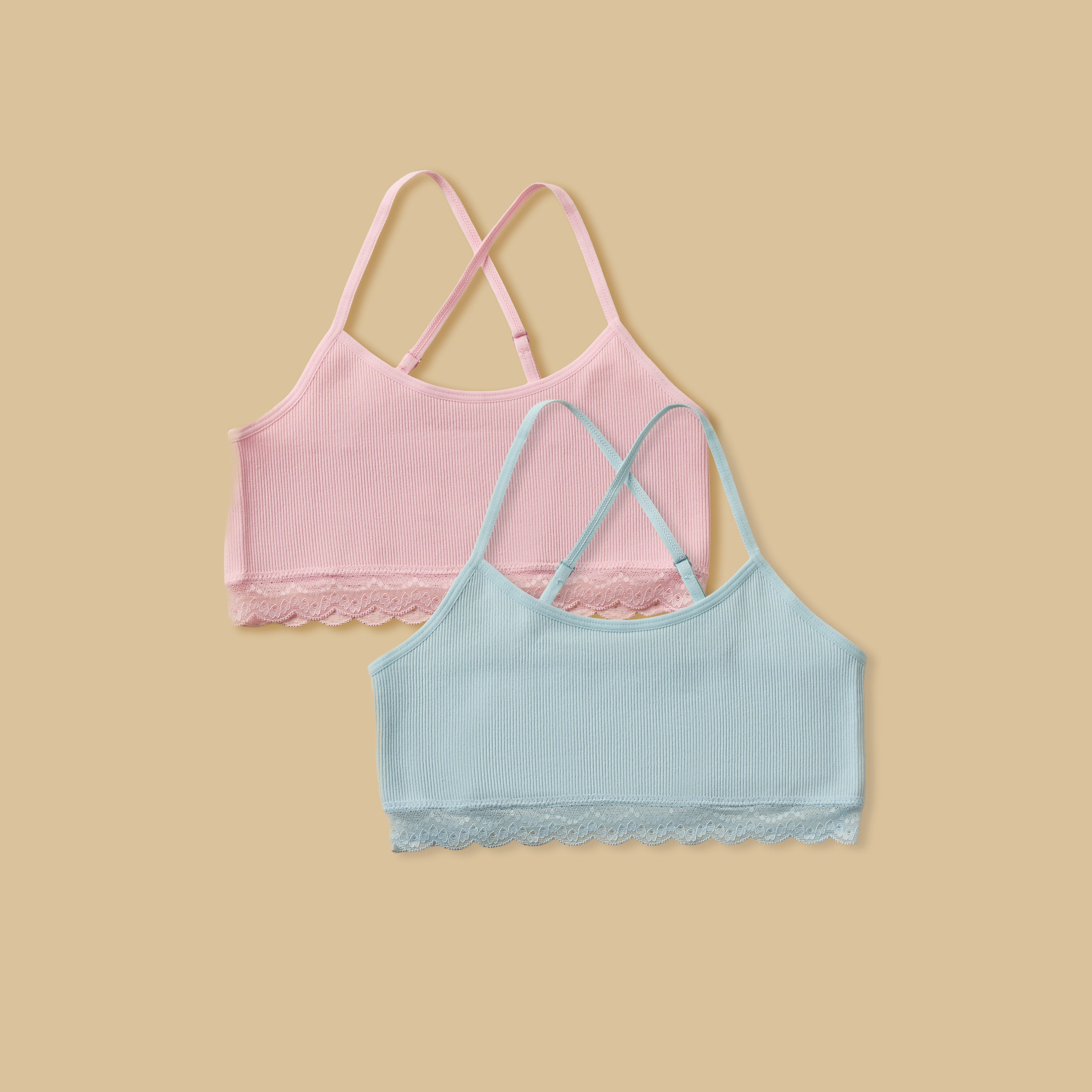 Pack of 2 - Seamless Lace Trim Non-Padded Trainer Bra