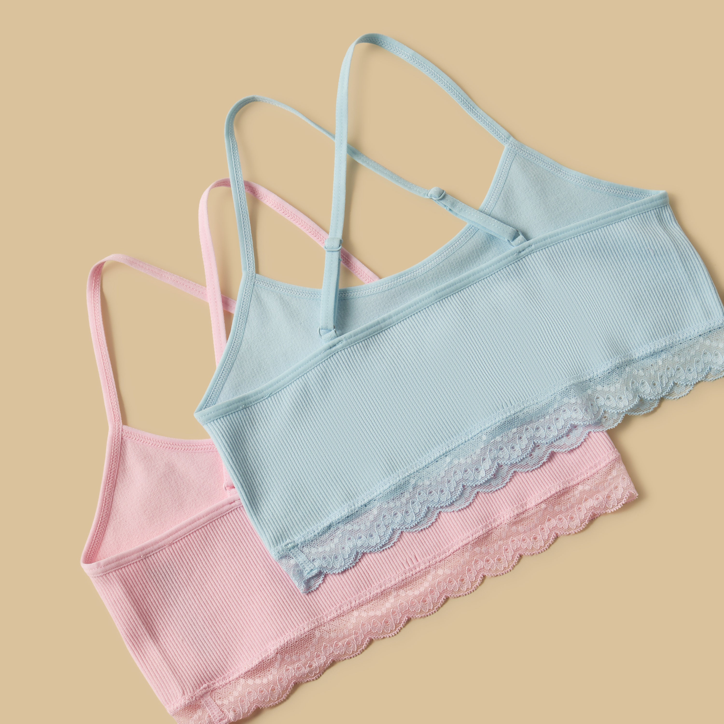 Pack of 2 - Seamless Lace Trim Non-Padded Trainer Bra