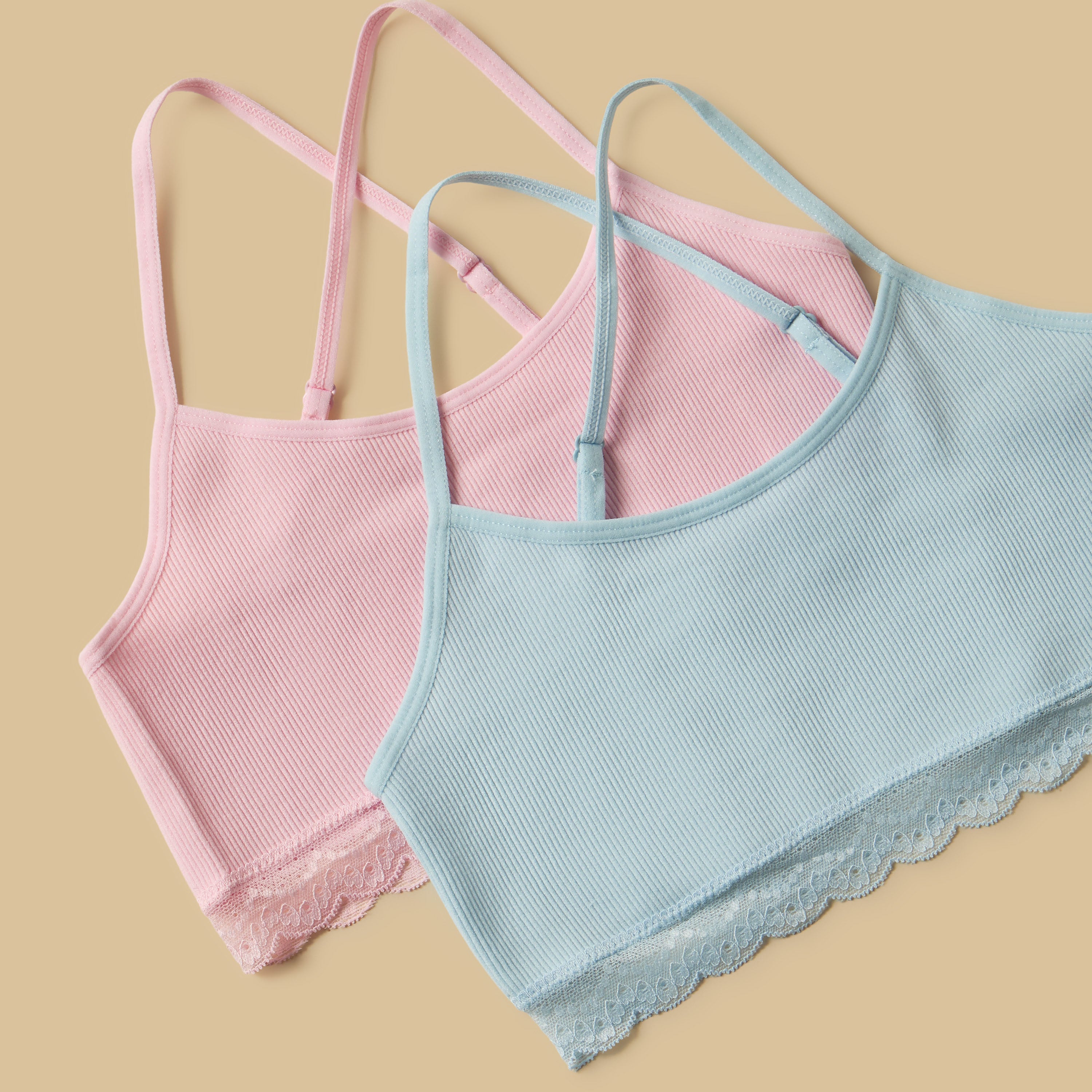 Pack of 2 - Seamless Lace Trim Non-Padded Trainer Bra