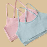 Pack of 2 - Seamless Lace Trim Non-Padded Trainer Bra