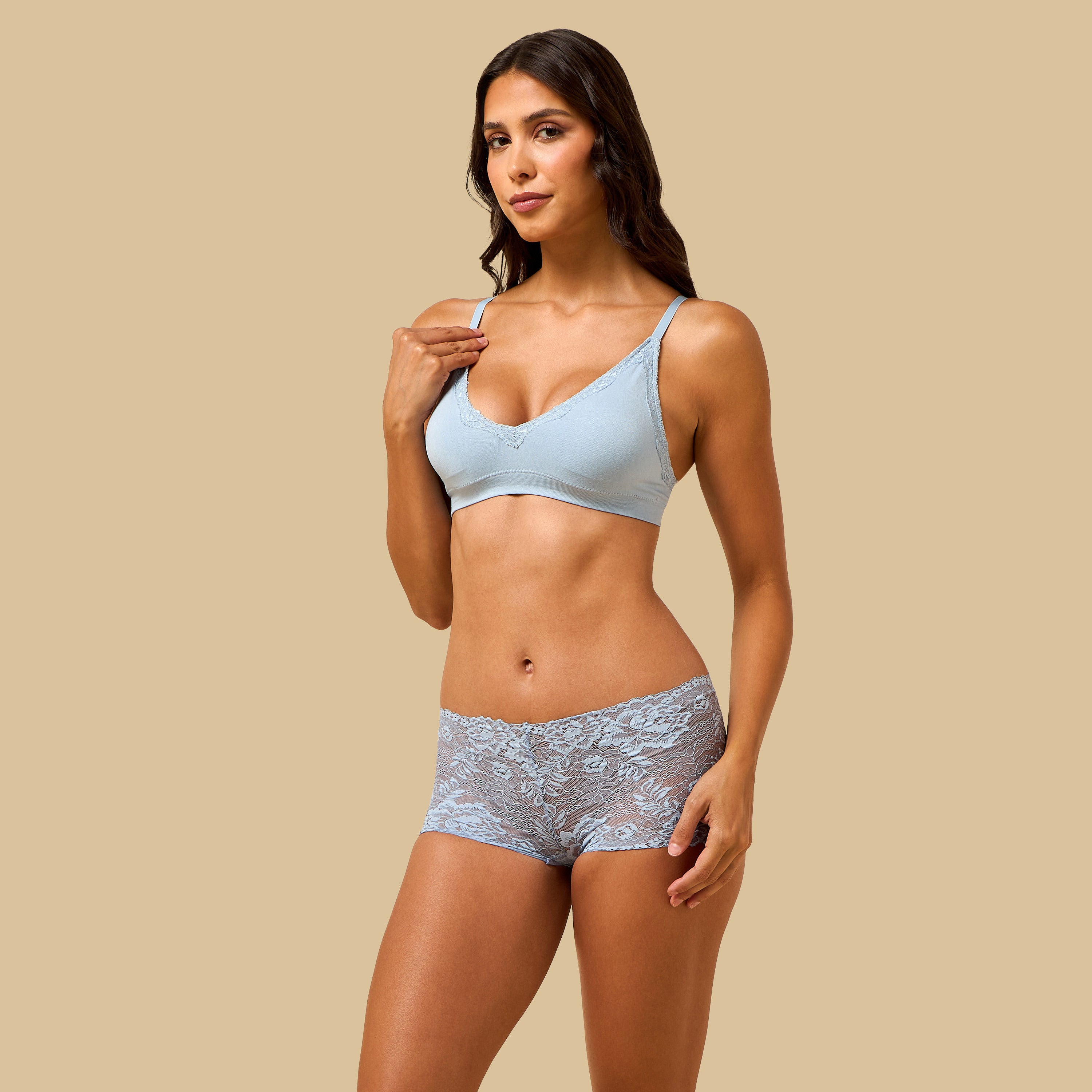 Lace Trim Non-Wired Crop Top