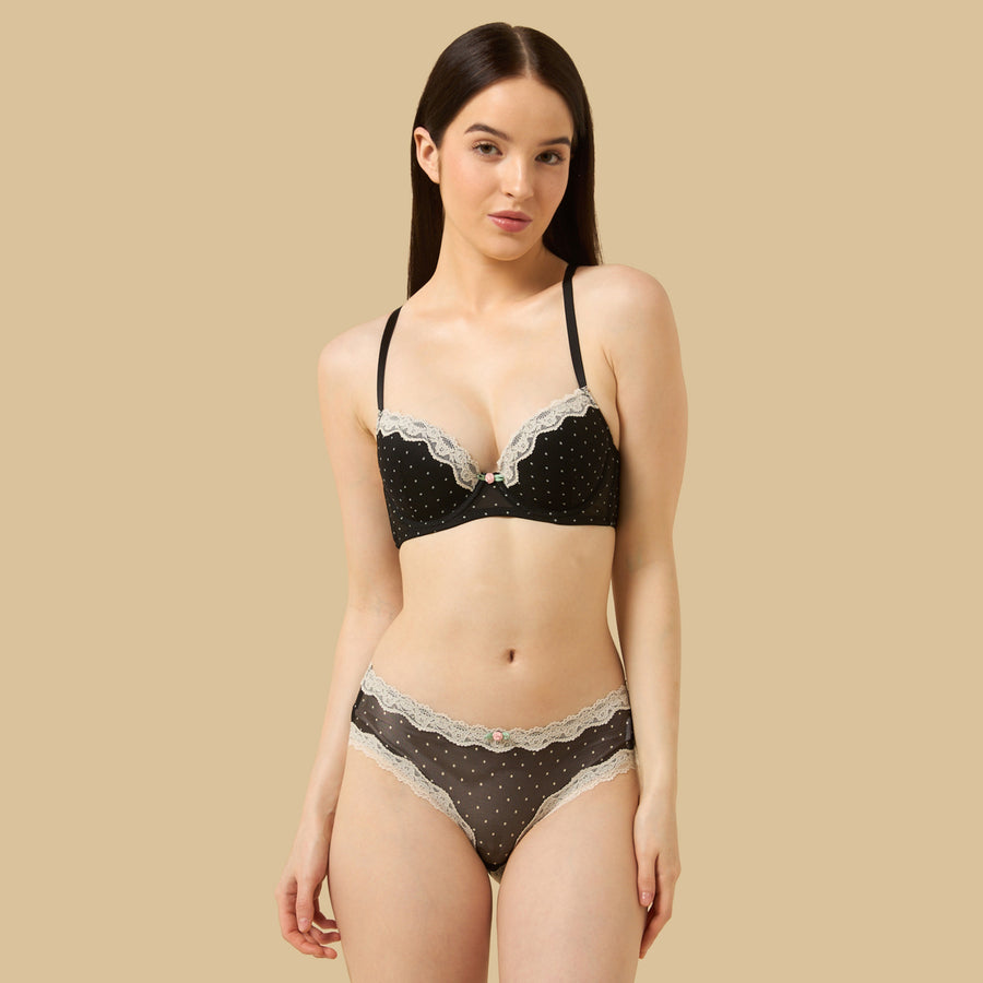 Polka Dot Print Mesh Briefs