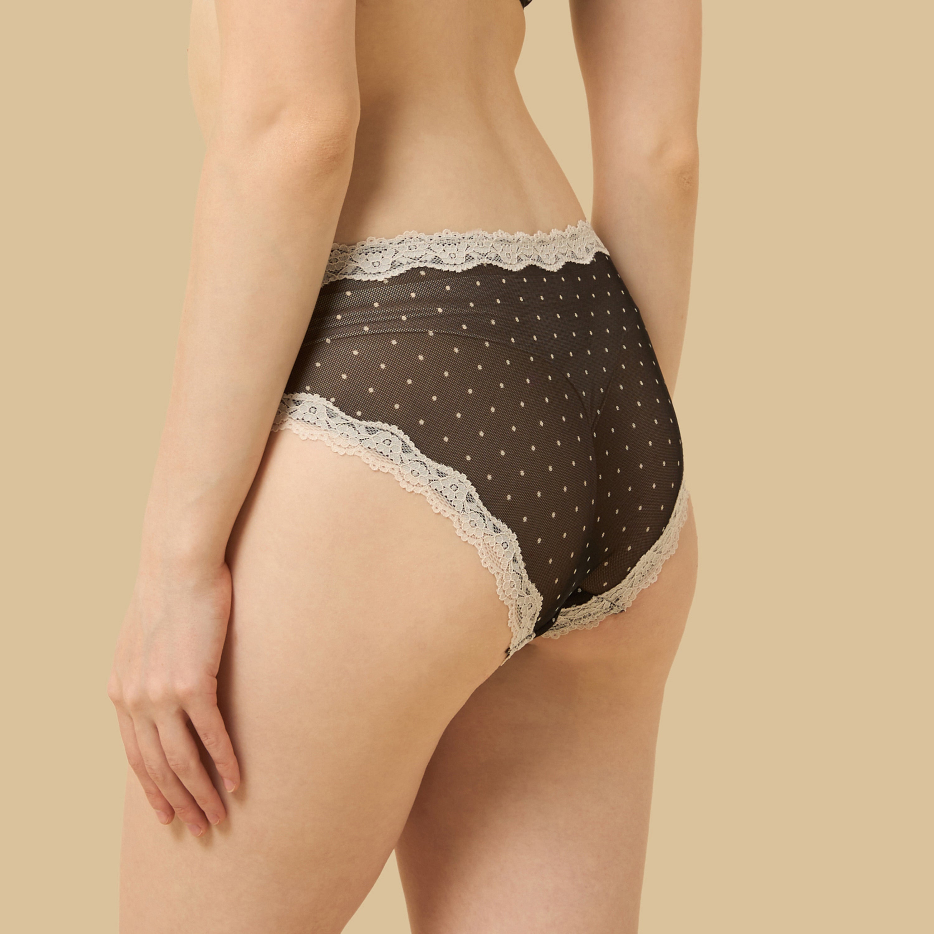 Polka Dot Print Mesh Briefs