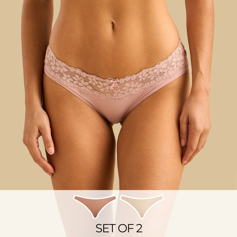 Pack of 2 - Lace Trim Briefs