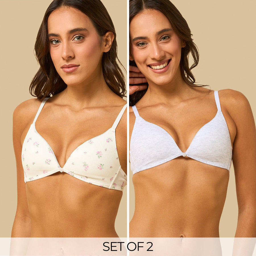 Pack of 2 - Assorted Padded Non-Wired A-frame Bra