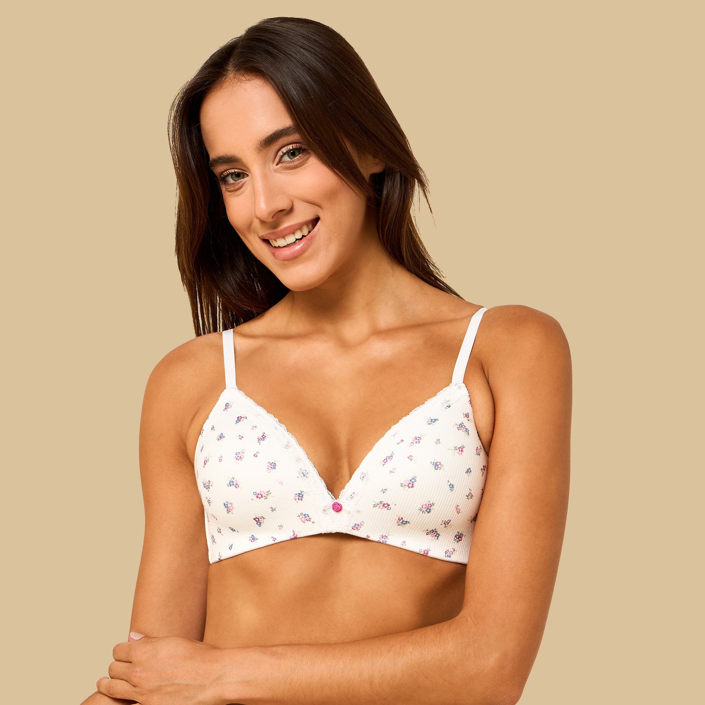 Floral Print Padded Non-Wired Bra